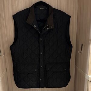 Barbour Men's Dark Quilted Vest XL brown collar
